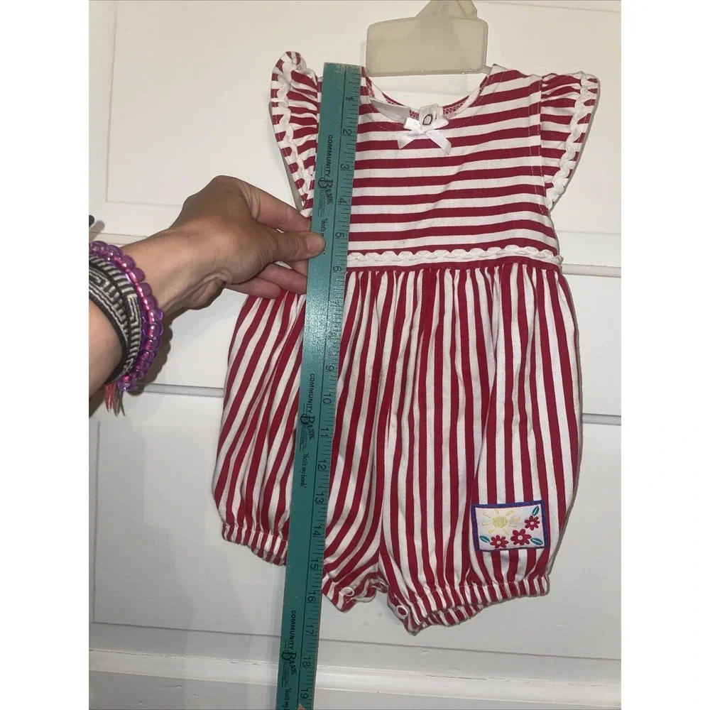 Vintage Carter's Girl Infant Summer Romper Red‎ & White Stripes 6-9 Months